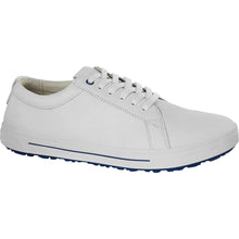 Weiße Sneaker aus Naturleder mit Schnürung, flacher Sohle und Ziernaht