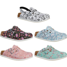 Birkenstock Clogs-Varianten mit Paisley und Blumen: Weiß, Schwarz, Blau und Rosa