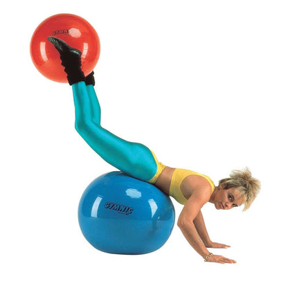 Behrend Gymnastikball-Set mit blauem Ball, türkisfarbenem Rohr und orangefarbener Kappe