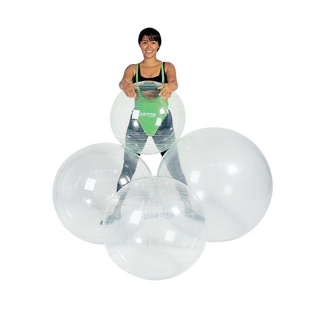 Transparenter Gymnastikball für Fitnessübungen, rund, aufblasbar