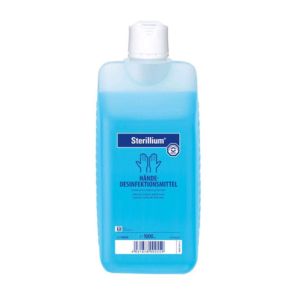 Sterillium Händedesinfektionsmittel in blauer Flasche, weißer Deckel, 1.000 ml