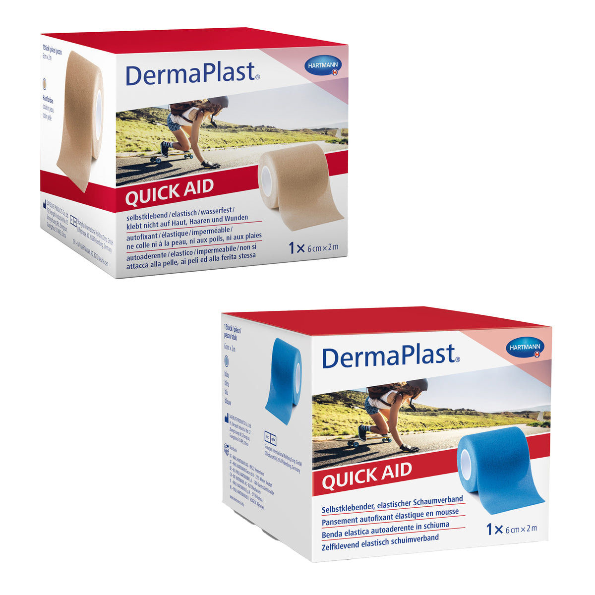 Hartmann DermaPlast® QUICK AID Schaumverband, blau, selbstklebend (1×6 cm×2 m)