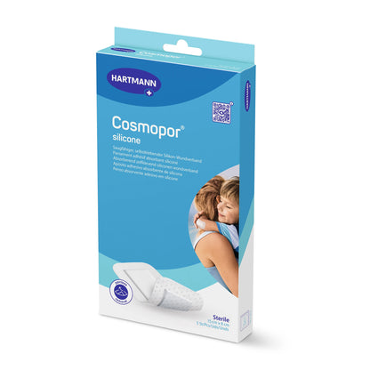 Hartmann Cosmopor® Silikon-Wundschnellverband, sterile Packung mit Pflasterabbildung