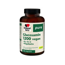 Glucosamin-1200-vegan Kapselflasche von Doppelherz pure, braun, schwarzer Deckel