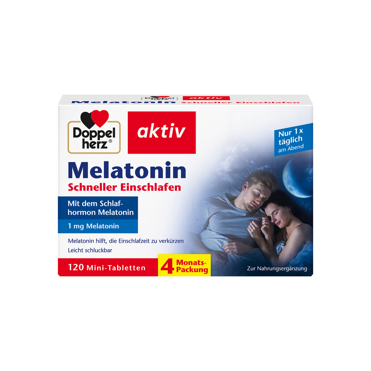 Melatonin Mini-Tabletten-Packung aktiv Doppelherz, 120 Mini-Tabletten