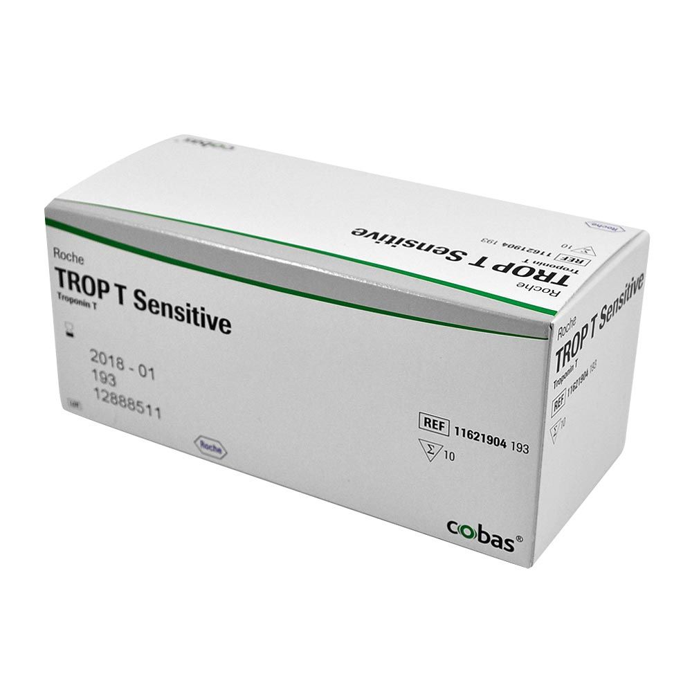Roche Tropt T Sensitive Schnelltestbox mit REF-Aufdruck und cobas-Logo