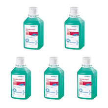 Schülke Desderman® Händedesinfektionsmittel-Set mit fünf 1‑l Flaschen, grün, mit weißem Deckel