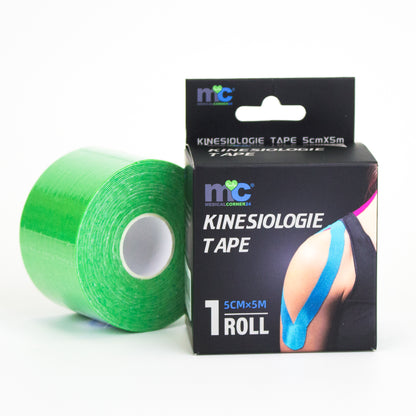 Kinesiologie-Tape-Rolle und Verpackung, Farbe grün