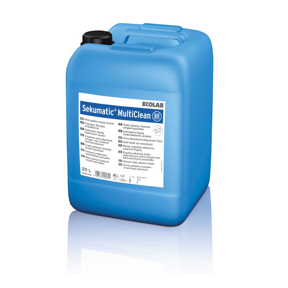 Sekumatic Multiclean Instrumentenreiniger von Ecolab, blauer Kanister mit schwarzem Deckel, 20 l