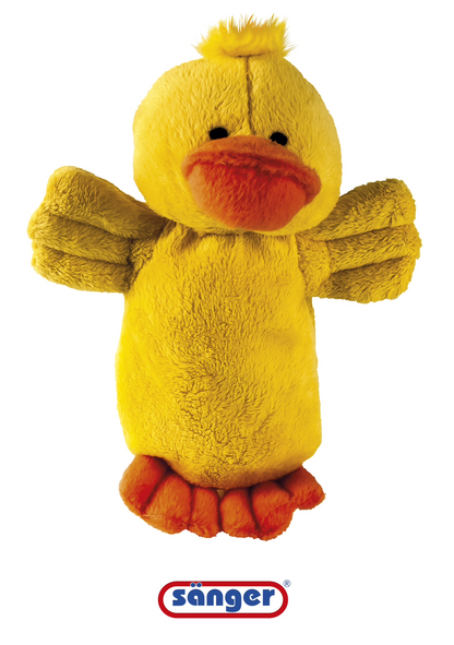 Gelbe Körnerkissen-Ente „Daffi“ mit oranger Schnauze