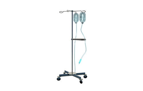 Soporte típico para infusiones con base con ruedas y posibilidades de suspensión