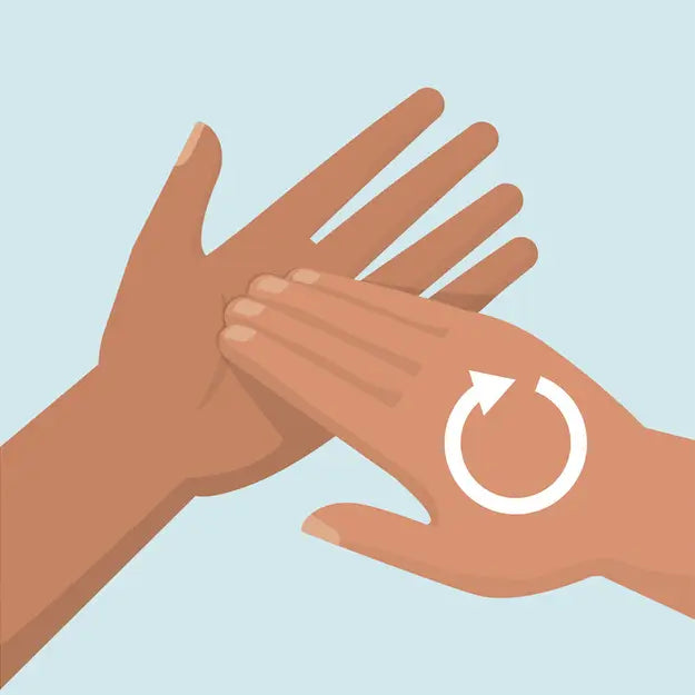 Rub fingertips and nails thoroughly on the palm to clean under the nails