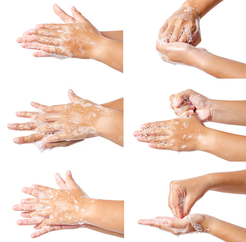 Die korrekte Anwendung der medizinischen Seife ist relevant für die Handhygiene Un diagrama muestra la aplicación correcta del jabón médico